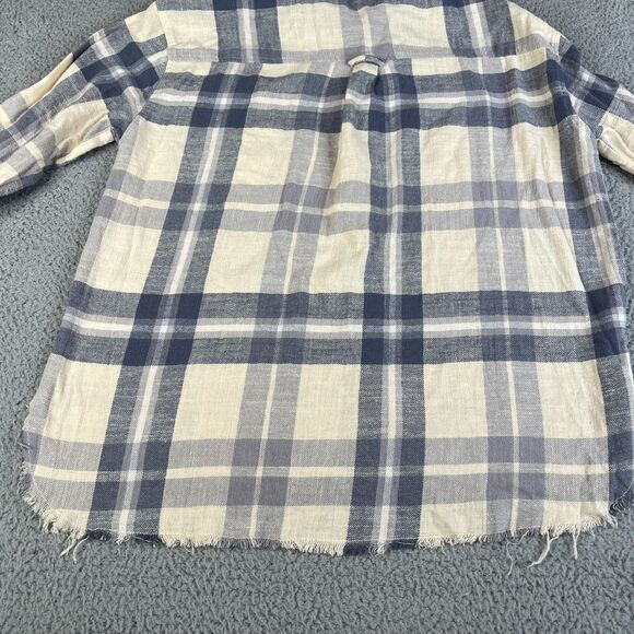 RSQ Tilly's Flannel Shirt Women M Gray Plaid Flannel 100% Cotton Pocket Raw Hem - Picture 6 of 10